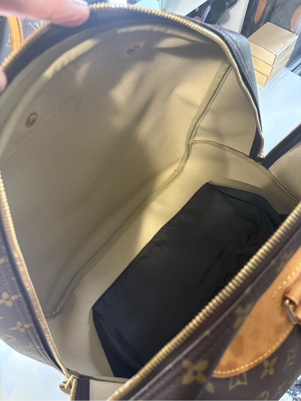 Louis Vuitton Monogram Canvas Dome Satchel with Tan Trim - Picture 10 of 14